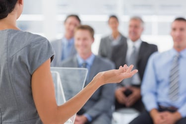 Businesswoman doing conference presentation in meeting room Businesswoman doing conference presentation in meeting room