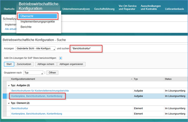 SAP Business ByDesign Berichtsstruktur pflegen